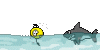 Смайлик убегает от акулы (анимированный GIF)(117x59)